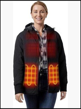 Women's Heated Quilted Jacket with USB-C Rechargeable Battery, Lightweight Coat